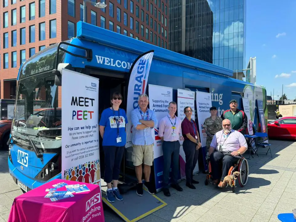 Nhs Bus At Reading Station For Health And Advice In Armed Forces Week