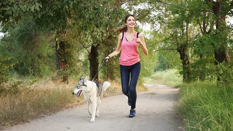 Woman Walking Her Dog